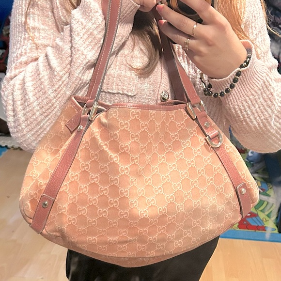 Authentic GUCCI Abbey Shoulder Tote Bag GG Suede Leather - Picture 4 of 17